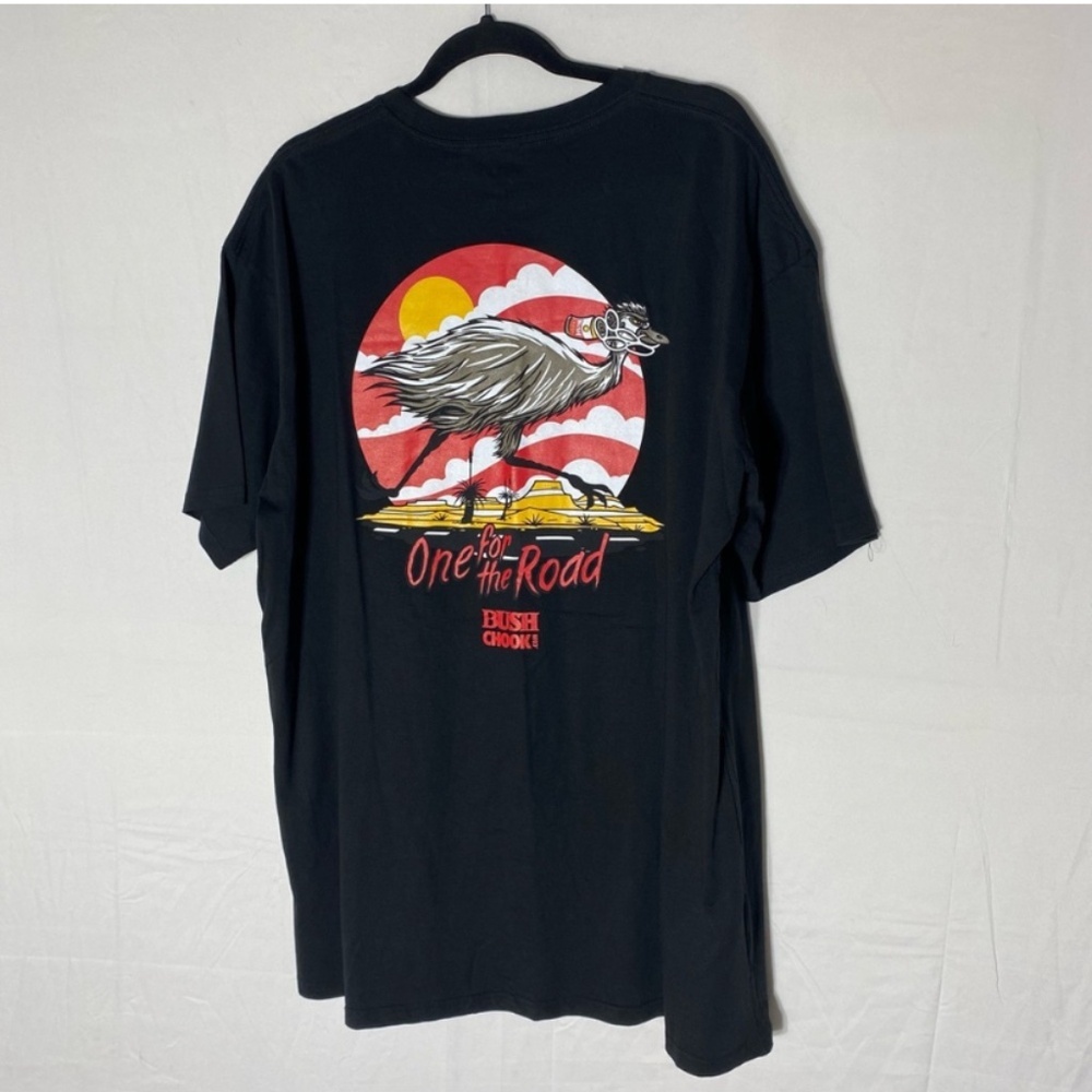 Bush Chook Black Cotton One For The Road Roadrunner T Shirt 2X
